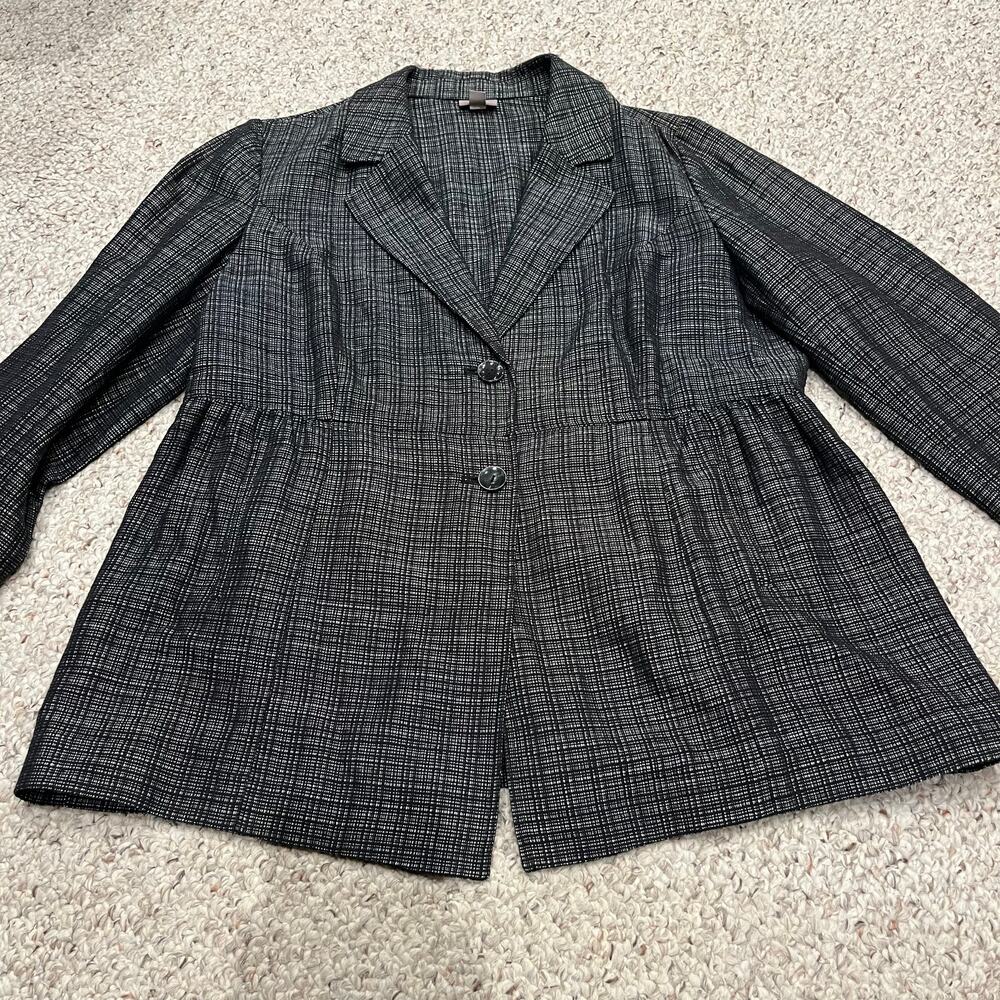 J. Jill Black and Gray Plaid Lightweight Blazer